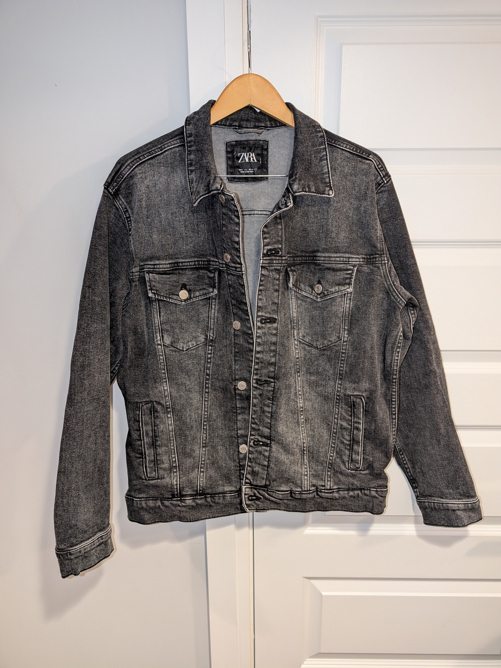 Zara Washed Black Denim Jacket